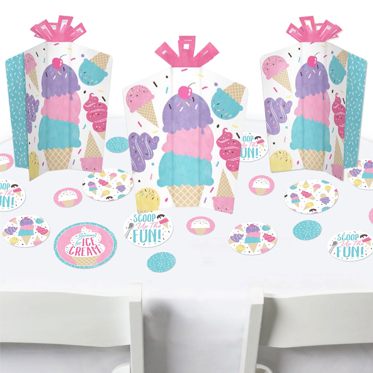 Big Dot of Happiness Scoop Up The Fun - Ice Cream - Sprinkles Party Decor and Confetti - Terrific Table Centerpiece Kit - Set of 30